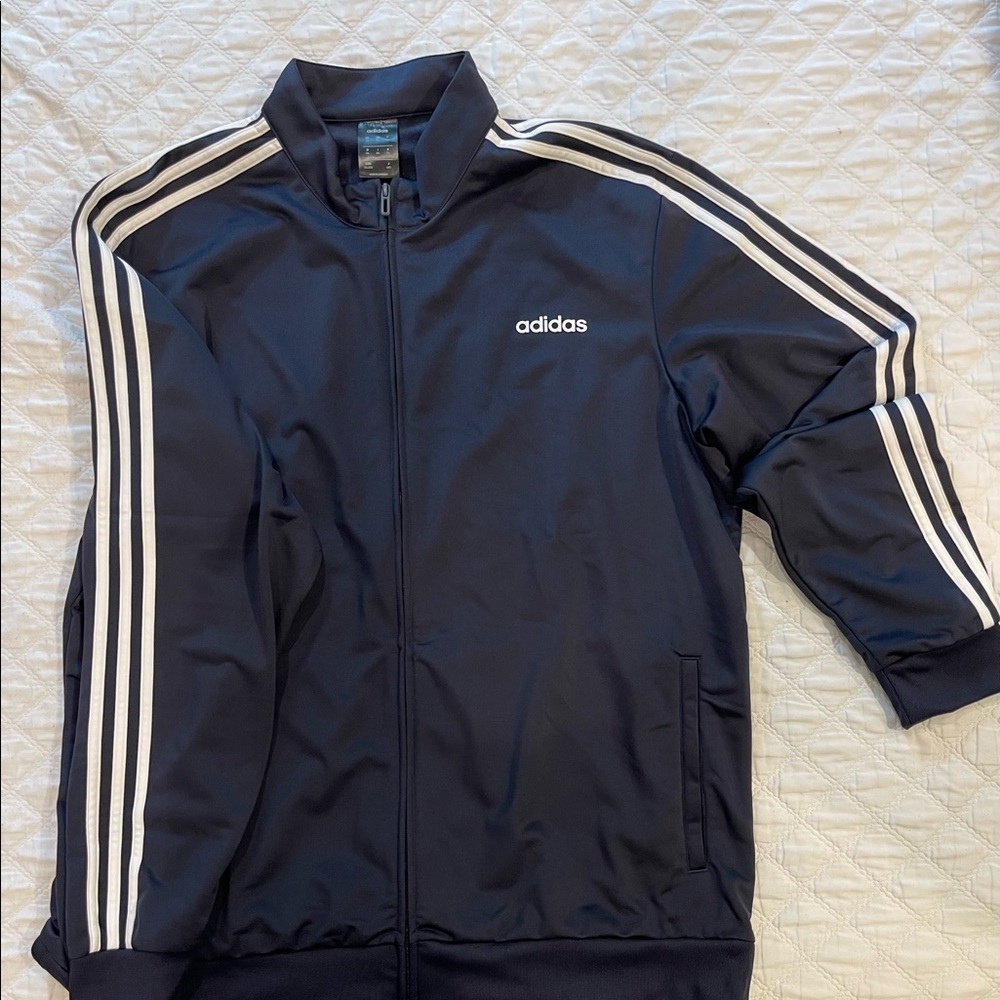 Mens 2xl navy blue Adidas with white  stripe